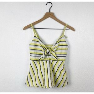 🖤 3/$25 SALE!! Cupcakes and cashmere kerria yellow and blue striped blouse xs